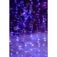 Instalatie Craciun, Tip Perdea, IP44, 8 m x 2 m, 960 LED-uri, Albastru, 8 jocuri de lumini, Transformator, Interconectabila, Prelungitor 5 m inclus, Fir transparent, Interior/ Exterior, Vafy