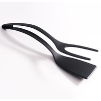 Spatula Multifunctionala tip Cleste, Flippy, Spatula Cleste pentru Gatit, Silicon PP, pentru Alimente, Carne, Paine, 31 x 8.5 cm Negru