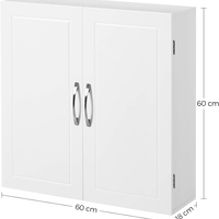 VASAGLE Dulap de baie de perete, cu 2 rafturi reglabile, stil scandinav, 60x18x60cm, alb mat