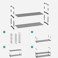 SONGMICS Suport pantofi 92x30x34 cm, 2 niveluri, suprapozabil, structura metalica, negru