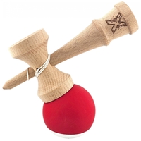 Kendama X Originala, Profesionala, Flippy, din Lemn, Rubber Grip, 18 cm, Rosu/Alb