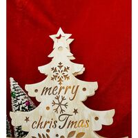Decoratiune luminoasa, model de Brad cu inscriptie Marry Christmas, alb, lungime: 11 cm, latime: 5 cm, inaltime: 30 cm, lemn, interior/exterior