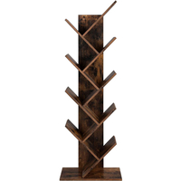 VASAGLE Biblioteca de podea cu 8 etaje, cu rafturi din lemn in forma V, 25x141x50cm, maro rustic