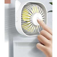 Mini ventilator pentru birou cu usb, Vafy, rotire 360 grade, 3 viteze, 13.5 x 12,8 cm, Alb