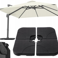 Suport baza umbrela 50x50x8 cm, set 4 elemente umplere cu apa sau nisip, manere metalice, plastic rezistent, negru