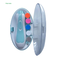 Pila Electrica Unghii pentru Bebelusi, Flippy, 6 Piese, 15 x 4.5 x 3 cm, Silentios, 0-3 Ani, 4 Trepte de Viteza, Albastru