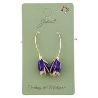 Cercei Dama de Primavara, Jolie, Model Flori Iris, Eleganti si Moderni, 7 x 1 cm per unitate, Mov