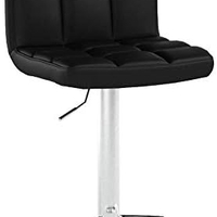 SONGMICS Set 2 scaune bar reglabile pe inaltime, cu spatar, sezut PU si suport picioare, rotatie 360°, 38x45x115 cm, negru