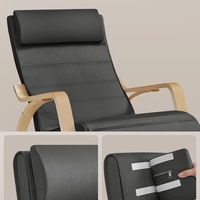 SONGMICS Scaun balansoar din lemn, suport picioare reglabil, maxim 150kg, 67x122x84 cm, gri inchis