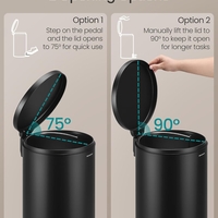 SONGMICS Cos de gunoi cu pedala, capac soft-close, galeata detasabila, otel, 30L, saci menajeri inclusi, negru