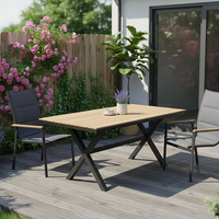 Masa pentru gradina, cadru aluminiu, blat polywood cu aspect de lemn, 180x100x75 cm, maro