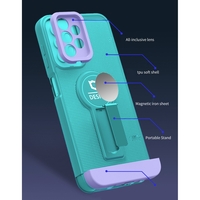 Husa Armor Design cu Stand pentru iPhone 11 Pro Max, Blue/Mov, Suport Auto Magnetic, Wireless Charge, Protectie Antisoc, Vafy