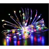 Instalatie Craciun, 3 metri, 30 LED-uri, Multicolor, cu baterii, fir cupru, liniar, interior/exterior, Vafy