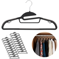 Set de 20 de umerase antiderapante pentru haine, din PE, cu carlig metalic rotativ, 41 cm, negru si gri