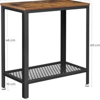VASAGLE Masa de cafea laterala, cu 2 nivele, cadru din otel, 60x30x60cm, maro rustic