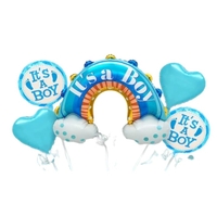 Baloane decorative tematica BABY SHOWER, Vafy, ITS A BOY, pentru gender reveal, botez, set din 5 bucati, 66 x 91 cm, Albastru