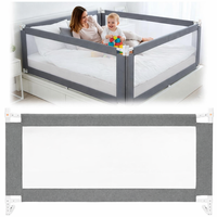 Bariera de siguranta pentru pat, protectie copii, 196 cm, reglabila pe inaltime 75-95 cm, gri