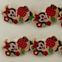 Set 12 Brose Martisor pentru Copii, Jolie, Model Buburuza pe Flori, Rosu