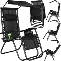 Sezlong pliabil SERSIMO GC3, Relax Zero Gravity cu parasolar, 175cm, negru
