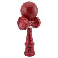 Kendama X Originala, Profesionala, Flippy, Kendama Cracked, din Lemn, 18 cm, Rosu/Negru