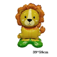 Balon din Folie Metalizata, Vafy, Mini Figurine Animalute, Model Leu, Tematica Aniversare, 39x58 cm, Ambalaj Individual, Pai Inclus, Umflare cu Aer sau Heliu, Multicolor