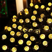 Instalatie Craciun, Tip Globuri de cristal, 200 Led-uri, 22 metri, Alb cald, Energie solara, Senzor de lumina, Vafy