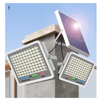 Proiector LED cu Panou Solar Flippy, Senzor de lumina, Waterproof, 96 LED-uri incorporate, 30W, 17x13 cm, IP67, Design Modern, Negru
