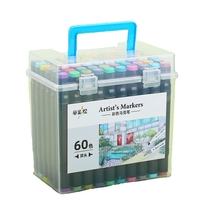 Set Cutie 60 Markere, Flippy, cu Alcool, Artist Markers, Cutie Plastic cu Maner, Multicolor