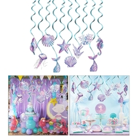 Set 8 Decoratiuni pentru Petrecere Sirena, Flippy, Colectia Mermaid, Panglici Incluse, Multicolor