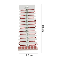 Bratara Martisor pentru Dama, Jolie, Model Copacul Vietii, Set 12 bucati, Pandativ Argintiu din Inox cu Snur Rosu Ajustabil