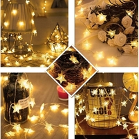 Instalatie Craciun, 6 metri,40 LED-uri cu Ornament tip Stea, Alb Cald, USB lung, fir cupru, liniar, interior/exterior, Vafy