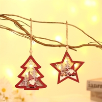 Ornament de Brad, Flippy, cu Lumini LED, din Lemn, Figurina Elf, Model Stea, Multicolor