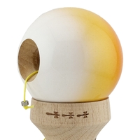 Kendama X Originala, Profesionala, Flippy, Super Sticky cu Cupe Mari KING SIZE V3, Gaura in Baza, Rulment Metalic, din lemn 18 cm, Ata 62/65 cm, Gradient Portocaliu/Galben/Alb
