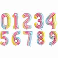 Balon din Folie Metalizata Gradient Flippy, Figurina Cifra, Tema Aniversare 100 cm, Ambalaj Individual, Pai inclus, Umflare cu Aer sau Heliu, Multicolor, Cifra 2