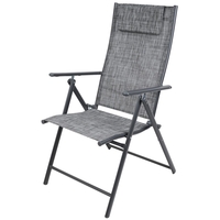 Set 2 scaune reglabile de gradina cu tetiera, textilene si cadru metalic, 57x68x106 cm, gri