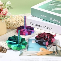 Jucarie Decompresie, Flippy, Model Stea 3D, DuoChrome, Maner Spirala, Turn Magic Geometric, Multiple Forme, Anti-stress, 17 cm, Albastru Rosu Verde