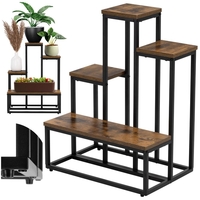 Etajera cu 4 rafturi din metal si MDF, 51x34x67 cm, negru si maro