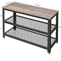 VASAGLE Raft pentru pantofi cu 2 polite, 73x30x45cm, otel, stil industrial, gri stejar si negru