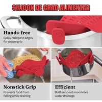 Strecurator Filtru pentru Vase, Vafy, din Silicon Rezistent la Temperaturi Inalte, Universal, Paste, Legume, Fructe, 23x12.5x6.7 cm Rosu