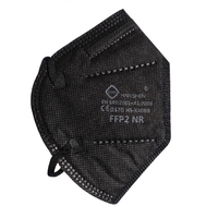 Set 6 bucati Masca de protectie faciala, Flippy, de unica folosinta pentru adulti, FFP2, KN95 CE 0370, 5 straturi, nesterila, ambalaj individual, Negru