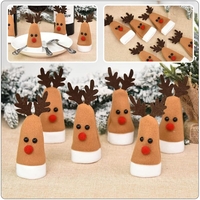 Set 10 Decoratiuni de Craciun, Flippy, pentru Sticle, Tacamuri, Model Ren, 14 x 6 cm, Multicolor