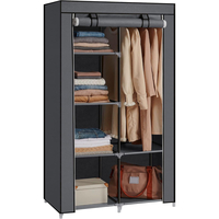 SONGMICS Garderoba pentru depozitarea hainelor, din material textil, design personalizabil, 45x88x168 cm, gri