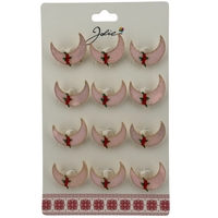 Set 12 Brose Martisor pentru Copii, Jolie, Model Semiluna cu Trandafiri, Roz