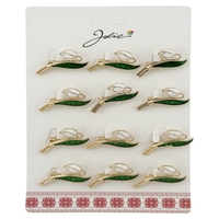 Brose Martisor, Jolie, Set 12 Bucati, Model Primavara Ghiocel, Brose din Metal, Aspect Lacuit, Alb