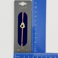 Bratara Placata cu Aur 24k, Jolie, Model INIMA, Martisor Bratara, cu Snur Alb/Rosu, Auriu