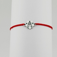 Bratara Martisor pentru Dama, Jolie, Model Inima in Floare, Set 12 bucati, Pandativ Argintiu din Inox cu Snur Rosu Ajustabil