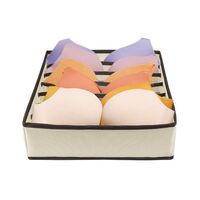 Cutie De Depozitare, Flippy, Pentru Lenjerie, Sosete Si Sutiene, Material Textil, 7 Compartimente, 32 x 32 x 10 cm, Culoare Bej