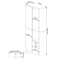 Dulap cu usa, 2 sertare si 7 rafturi, PAL laminat 16 mm, 80x35x180 cm, sonoma