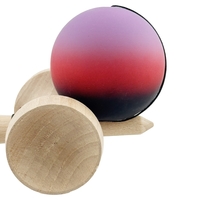 Kendama X Originala, Profesionala, Flippy, Cupe Mari KING SIZE V3, Rubber Grip, Gaura in Baza, Rulment Metalic, din lemn 18 cm, Ata 62/65 cm, Gradient Mov/Rosu/Negru