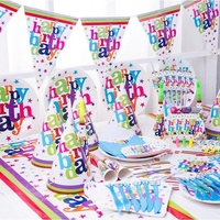 Set 6 Farfurii de Unica Folosinta, Flippy, Colectia Happy Birthday, 23 cm, din Carton Laminat, Multicolor